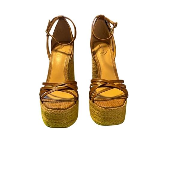 Sam Edelman “Kade” Leather and Jute Heeled Sandals in Brown – NEW – Size 9 M - Picture 2 of 10